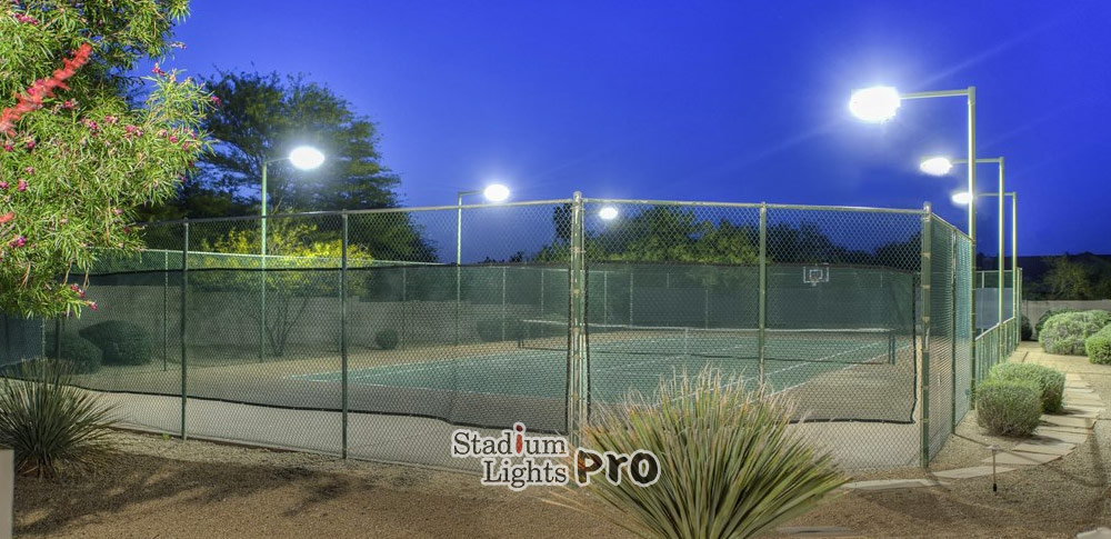 6 to 8 lights per tennis court