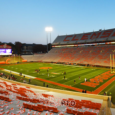 Clemson Memorial Stadium warm white lighting