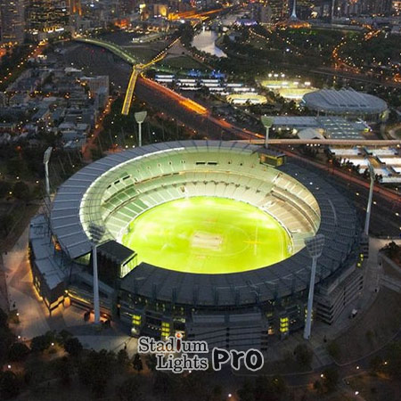 cricket stadium with 6 light poles