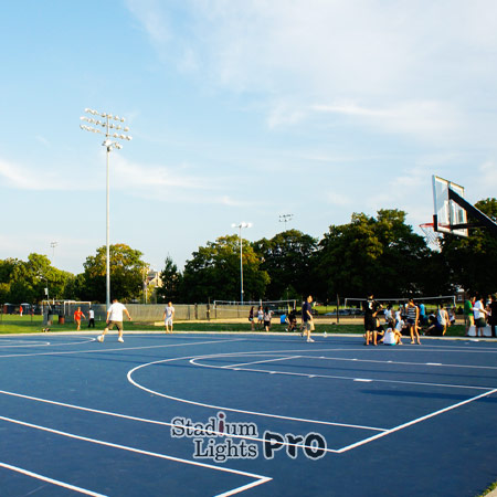 lighting for outdoor recreational basketball court