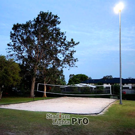 volleyball court with light pole
